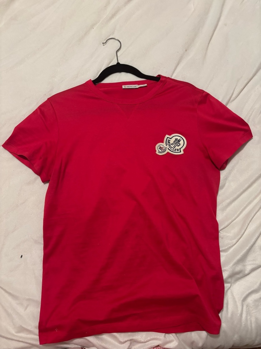 Moncler Women’s Fuscia Crew Neck Logo Patch T-Shirt